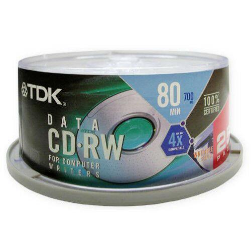 CD-RW80CB25 TDK 700MB 4x CD-RW Optocal Media (25-Pack)