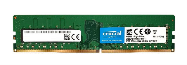 CT32G4DFD8266.16FB1 Crucial 32GB PC4-21300 DDR4-2666MHz non-ECC Unbuffered CL19 288-Pin DIMM 1.2V Dual Rank Memory Module