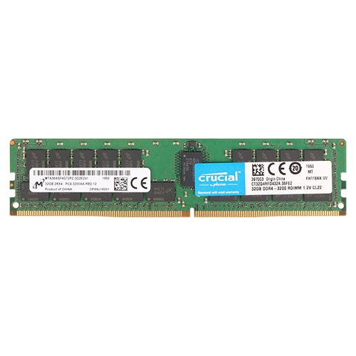 CT32G4RFD432A.36FE2 Crucial 32GB DDR4-3200MHz PC4-25600 ECC Registered RDIMM CL22 2Rx4 1.2V 288-Pin Memory Module