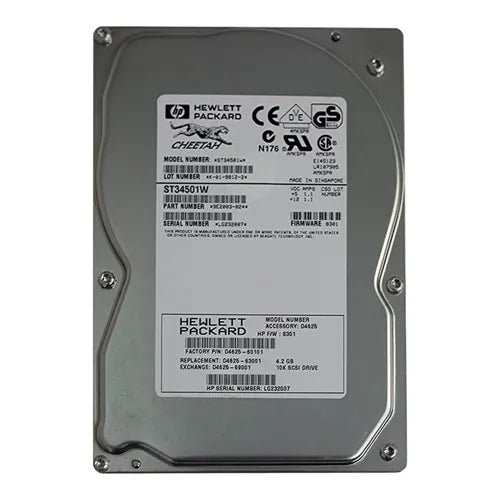 D4625-63001 HP 4GB Ultra Wide SCSI 68-Pin 3.5-Inch Hard Drive