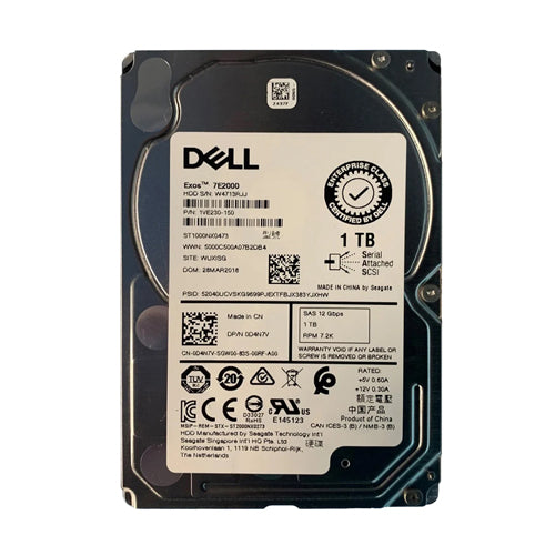 D4N7V Dell 1TB 7200RPM SATA 6Gb/s 8MB Cache 2.5-Inch Hard Drive for PowerEdge Servers