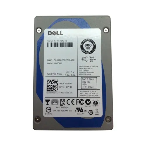 DPF1J Dell 800GB Single-Level Cell SAS 6Gb/s Hot-Pluggable 2.5-Inch Solid State Drive for PowerEdge Servers