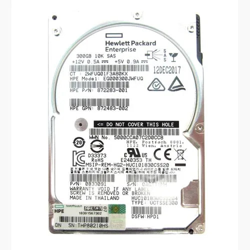 EG000300JWFUQ HP 300GB 10000RPM SAS 6Gb/s SFF Hot-Pluggable Dual Port 2.5-inch Hard Drive with Tray for Gen1 to Gen7 ProLiant Server