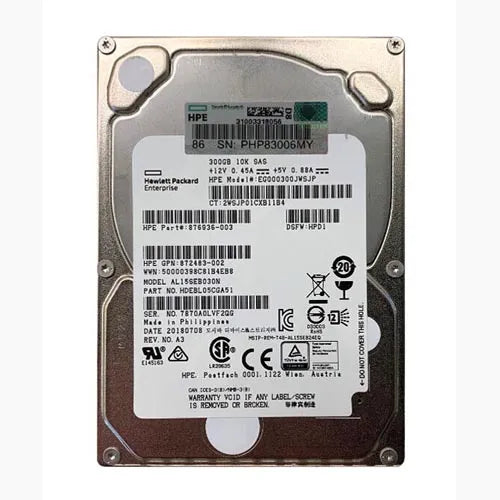 EG000300JWSJP HP 300GB 10000RPM SAS 12Gb/s SFF Hot-Pluggable Dual Port 2.5-inch Hard Drive with Tray for Gen1 to Gen7 ProLiant Server