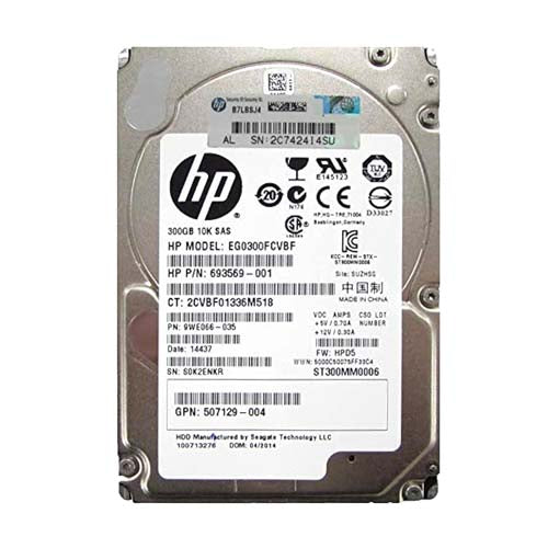 EG0300FCVBF HP 300GB 10000RPM SAS 6Gb/s SFF Hot-Pluggable Dual Port 2.5-inch Hard Drive with Tray for Gen1 to Gen7 ProLiant Server