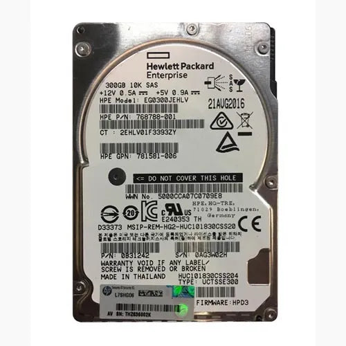 EG0300JEHLV HP 300GB 10000RPM SAS 12Gb/s SFF Hot-Pluggable Dual Port 2.5-inch Hard Drive with Smart Carrier for Gen8 to Gen9 ProLiant Server