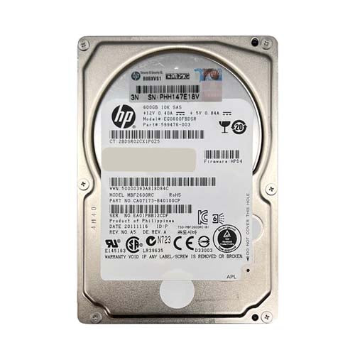 EG0600FBDSR HP 600GB 10000RPM SAS 6Gb/s SFF Hot-Pluggable 2.5-inch Hard Drive with Smart Carrier for Gen8/9 ProLiant Server/Storage Array