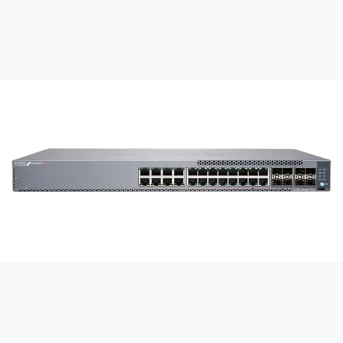 EX4100-F-24P Juniper EX4100 Series 24 x Ports PoE+ 1000Base-T + 4 x Ports 10GbE Uplinks + 4 x Ports 10GbE Stacking/Uplink Ports Layer 3 Managed 1U Rack-mountable Gigabit Ethernet Network Switch