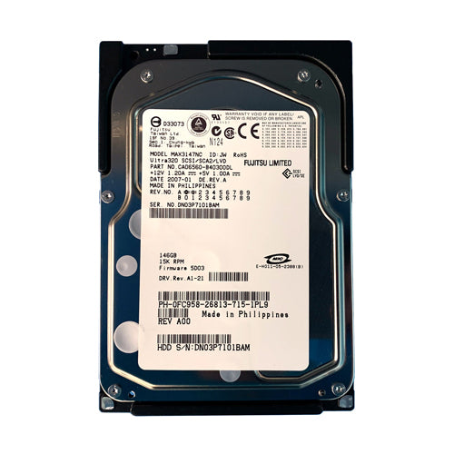 FC958 Dell 146GB 15000RPM Ultra320 SCSI Hot-Pluggable 8MB Cache 3.5-Inch Hard Drive with Tray for PowerEdge Server & PowerVault Storage Array