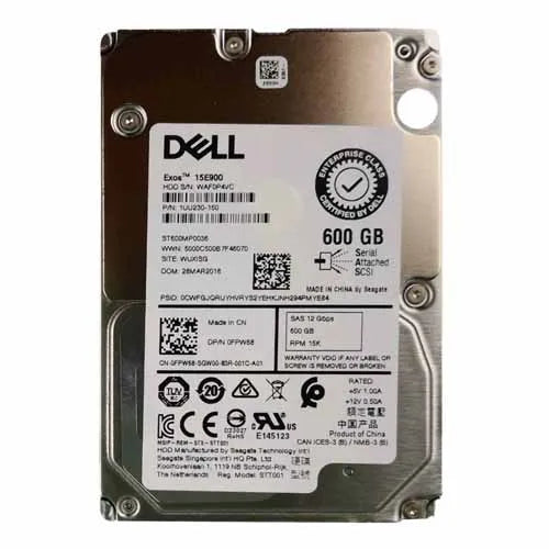 FPW68 Dell 600GB 15000RPM SAS 12Gb/s Hot-Pluggable 2.5-Inch Hard Drive with Tray for PowerEdge Server & PowerVault Storage Array