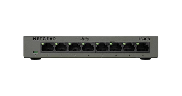 FS308 - Netgear 300 Series FS308 8 x RJ-45 Ports 10/100Base-TX Layer 2 Unmanaged Fast Ethernet Network Switch