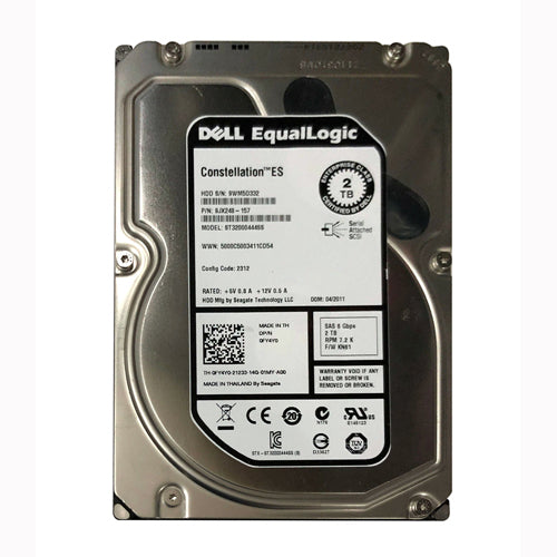 FY4Y0 Dell 2TB 7200RPM SAS 6Gb/s Hot-Swappable 3.5-Inch Hard Drive with Tray for Compellent SC200/SC220 Expansion Enclosures