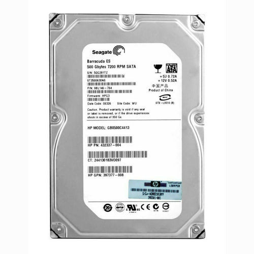 GB0500C4413 HP 500GB 7200RPM SATA 1.5Gb/s NCQ Hot-Pluggable 3.5-inch Hard Drive with Tray for Gen1 to Gen7 ProLiant Server