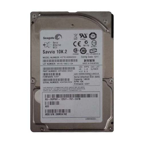 GP881 Dell 146GB 10000RPM SAS 3Gb/s Hot-Pluggable 2.5-Inch Hard Drive with Tray for PowerEdge Servers