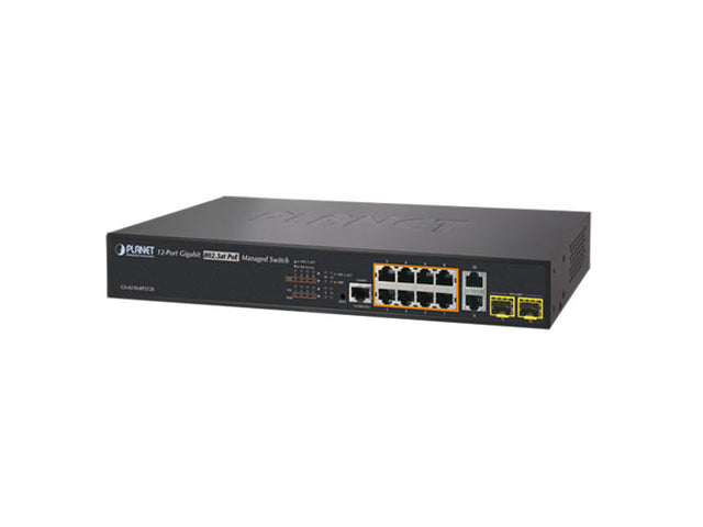 GS-4210-8P2T2S - Planet 8 x Ports PoE+ 1000Base-T + 2 x Ports 1GbE RJ-45 + 2 x Ports SFP Layer2 1U Rack-Mountable Managed Gigabit Ethernet Switch