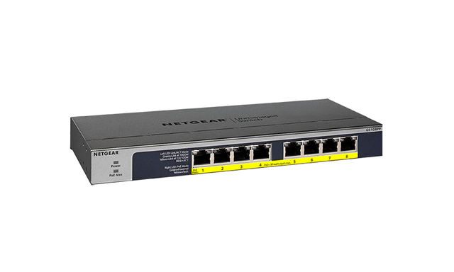 GS108PP - Netgear Prosafe GS108PP 8 x Ports PoE+ 10/100/1000Base-T Unmanaged Rack-mountable Gigabit Ethernet Smart Network Switch