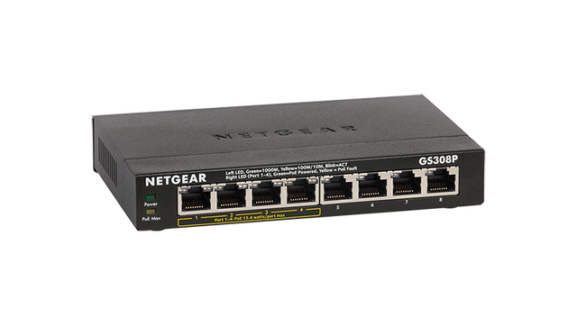 GS308P - Netgear GS308P 300 Series 8 x RJ-45 Ports PoE 10/100/1000Base-T Unmanaged Gigabit Ethernet Network Switch