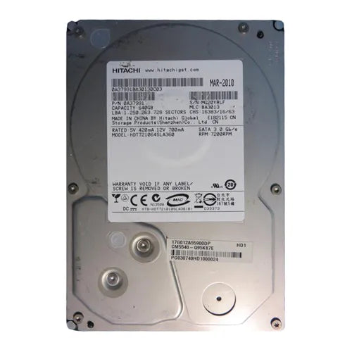 HDT721064SLA360 Hitachi Deskstar 7K1000.B Series 640GB 7200RPM SATA 3Gb/s 16MB Cache 3.5-inch Hard Drive