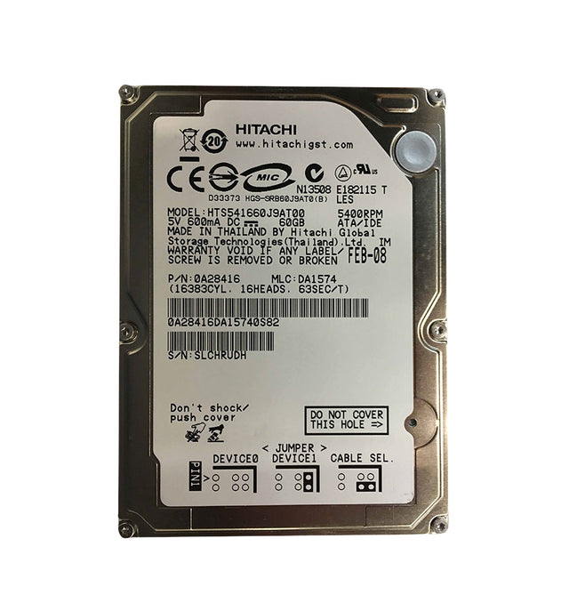 Travelstar 5K160 Series 40GB 5400RPM SATA 1.5Gb/s 8MB Cache 7-Pin 2.5-Inch Hard Drive