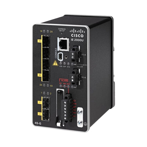 IE-2000U-4S-G Cisco Industrial Ethernet IE 2000U Series 4 x Ports 10/100Base-T + 2 x Ports SFP Uplink Layer 3 Managed Fast Ethernet Network Switch
