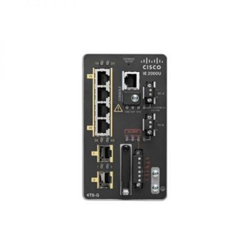 IE-2000U-4T-G Cisco Industrial Ethernet IE 2000U Series 4 x FE DownLinks Ports 10/100Base-TX + 2 x GE SFP Uplinks Ports Layer 2 Managed Din Rail-Mountable Fast Ethernet Network Switch