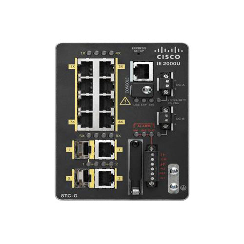 IE-2000U-8TC-G Cisco Industrial Ethernet IE 2000U Series IE-2000U-8TC 8 x FE Ports 10/100BAse-TX + 2 X GE Combo Ports Layer 2 Managed Din Rail-Mountable Fast Ethernet Network Switch