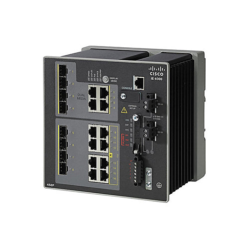 IE-4000-4S8P4GE-RF Cisco Industrial Ethernet 4000 Series RJ-45 8 x Ports PoE 100Base-TX + 4 x SFP FE Ports + 4 x RJ-45 GE Combo Uplink Ports Layer 3 Managed Gigabit Ethernet Network Switch