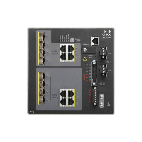 IE-4000-4TC4G-E Cisco Industrial Ethernet 4000 Series 4 x RJ-45 GE Combo Uplink Ports 10/100/1000Base-T + 4 x FE Additional Combo Ports Layer 3 Managed Gigabit Ethernet Network Switch