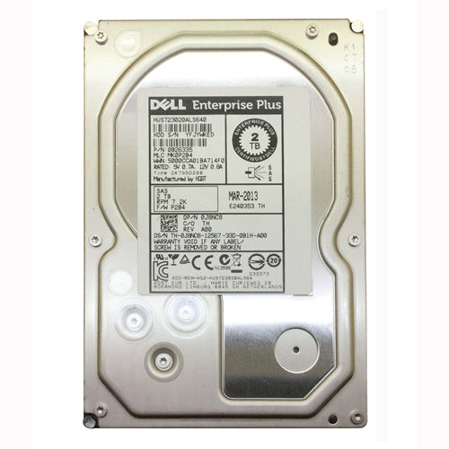 J8NC8 Dell 2TB 7200RPM SAS 6Gb/s Hot-Swappable 3.5-Inch Hard Drive with Tray for Compellent SC200/SC220 Expansion Enclosures