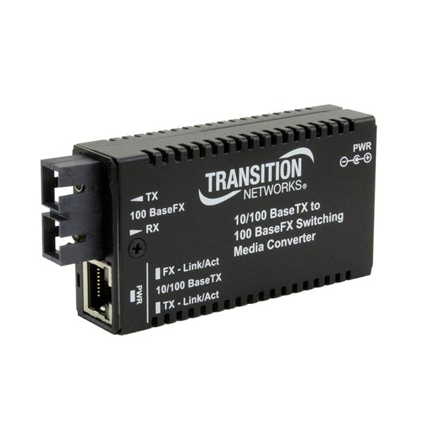 M/E-PSW-FX-02(SM)-SA Transition Networks Mini 10/100Basetx To 100Basefx Sc Sm 20Km Media Converter W/Sa