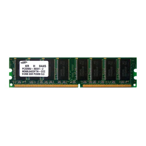 M368L6423FTN-CCC Samsung 512MB DDR-400MHz PC3200 Non-ECC Unbuffered UDIMM CL3 2Rx8 2.5V 184-Pin Memory Module