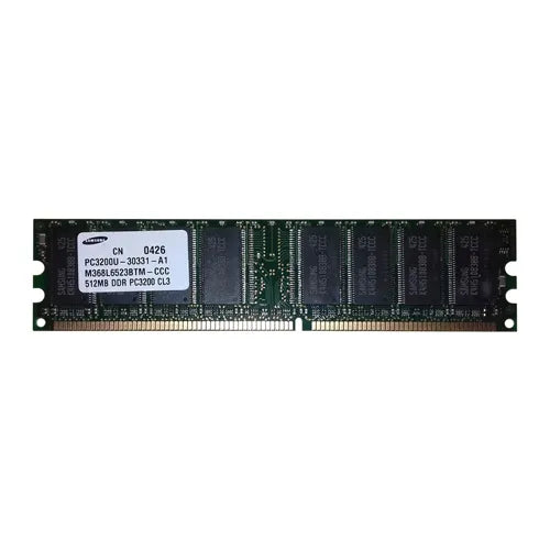 M368L6523BTM-CCC Samsung 512MB DDR-400MHz PC3200 Non-ECC Unbuffered UDIMM CL3 1Rx8 2.5V 184-Pin Memory Module