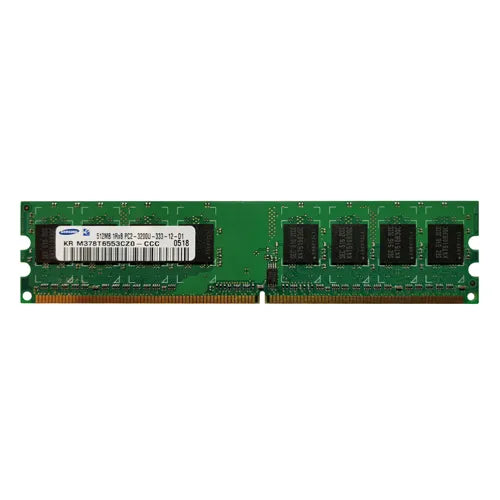 M378T6553CZO-CCC Samsung 512MB DDR2-400MHz PC2-3200 Non-ECC Unbuffered UDIMM CL3 1Rx8 1.8V 240-Pin Memory Module