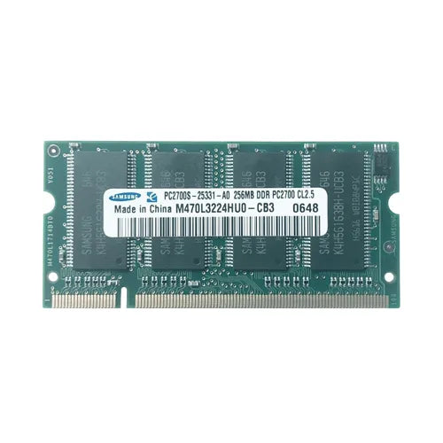 M470L3224HU0-CB3 Samsung 256MB DDR-333MHz PC2700 Non-ECC Unbuffered SODIMM CL2.5 2Rx16 2.5V 200-Pin Memory Module