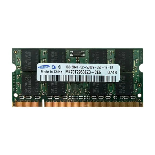 M470T2953EZ3-CE6 Samsung 1GB DDR2-667MHz PC2-5300 Non-ECC Unbuffered SODIMM CL5 2Rx8 1.8V 200-Pin Memory Module