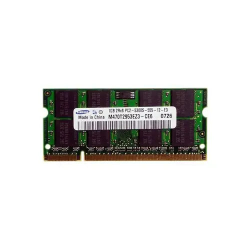 M470T2953GZ3-CE6 - Samsung 1GB DDR2-667MHz PC2-5300 non-ECC Unbuffered CL5 200-Pin SoDimm Dual Rank Memory Module