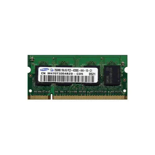 M470T3354BZ0-CD5 - Samsung 256MB DDR2-533MHz PC2-4200 non-ECC Unbuffered CL4 200-Pin SoDimm Single Rank Memory Module