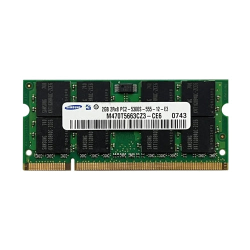 M470T5663CZ3-CE6 Samsung 2GB DDR2-667MHz PC2-5300 Non-ECC Unbuffered SODIMM CL5 2Rx8 1.8V 200-Pin Memory Module