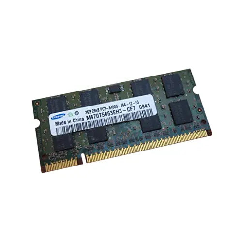 M470T5663EH3-CF7 - Samsung 2GB DDR2-800MHz PC2-6400 non-ECC Unbuffered CL6 200-Pin SoDimm Dual Rank Memory Module