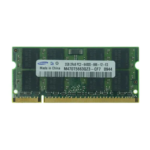 M470T5663QZ3CF7 Samsung 2GB DDR2-800MHz PC2-6400 Non-ECC Unbuffered SODIMM CL6 2Rx8 1.8V 200-Pin Memory Module