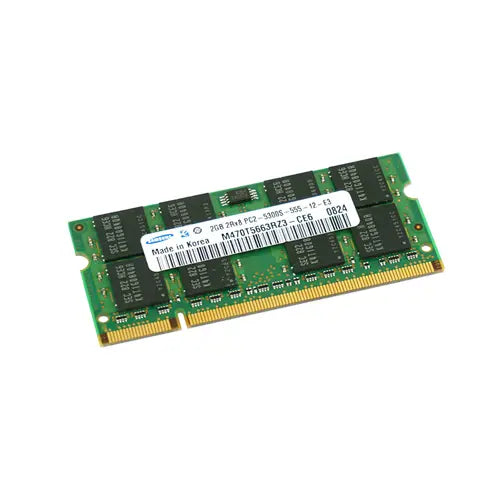 M470T5663RZ3-CE6 - Samsung 2GB DDR2-667MHz PC2-5300 non-ECC Unbuffered CL5 200-Pin SoDimm Dual Rank Memory Module