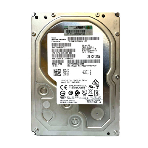 MB004000JWKGU HP 4TB 7200RPM SAS 12Gb/s Hot-Pluggable 512n 3.5-Inch Midline Hard Drive for G10 ProLiant Servers