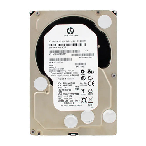 MB2000GCVBR HP 2TB 7200RPM SAS 6Gb/s Hot-Pluggable 3.5-Inch Midline Hard Drive with Tray for ProLiant Servers