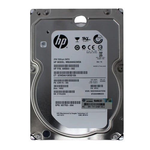 MB2000GCWDA HP 2TB 7200RPM SATA 6Gb/s 3.5-Inch Midline Hard Drive for ProLiant Servers
