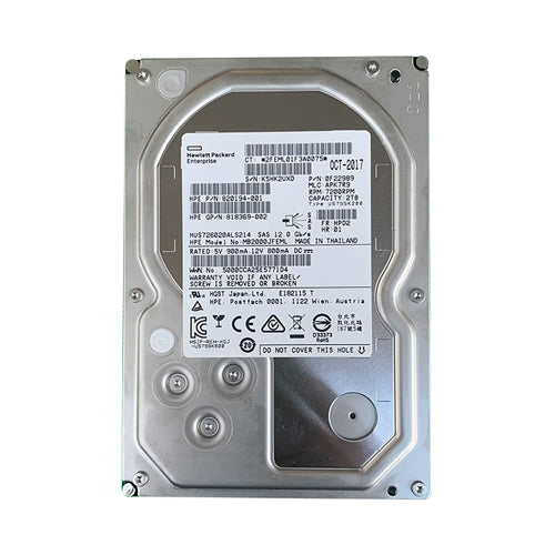 MB2000JFEML HP 2TB 7200RPM SAS 6Gb/s Hot-Pluggable 3.5-Inch Midline Hard Drive with Tray for ProLiant Servers