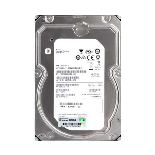 MB4000FCWDK HP 4TB 7200RPM SAS 6Gb/s Hot-Pluggable 3.5-Inch Midline Hard Drive for G9 ProLiant Servers