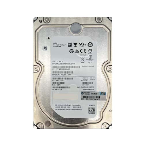 MB4000GEFNA HP 4TB 7200RPM SATA 6Gb/s 128MB Cache Hot-Pluggable (512e) LFF 3.5-inch Midline Hard Drive with Smart Carrier for Gen8/9 ProLiant Server
