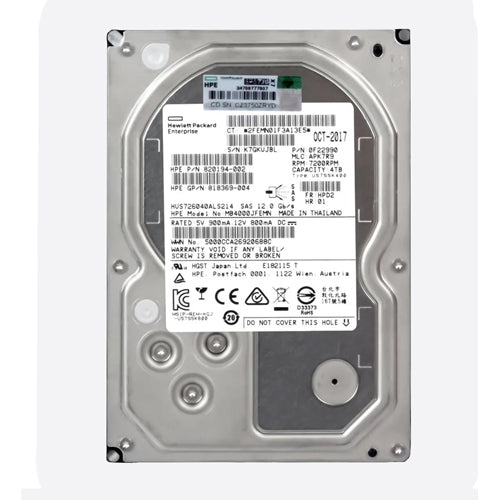 MB4000JFEMN HP 4TB 7200RPM SAS 12Gb/s Hot-Pluggable 512n 3.5-Inch Midline Hard Drive for G10 ProLiant Servers
