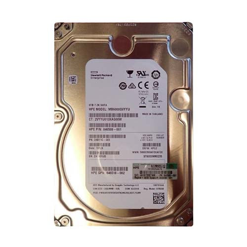 MB6000GVYYU HP 6TB 7200RPM SATA 6Gb/s Hot-Pluggable (512n) LFF 3.5-inch Hard Drive with Smart Carrier for Gen8/10 ProLiant Server & Storage Array