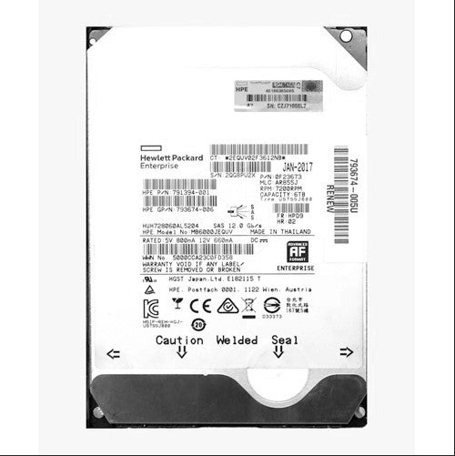 MB6000JEQUV HP 6TB 7200RPM SAS 12Gb/s Hot-Pluggable 3.5-Inch Midline Hard Drive for G10 ProLiant Servers